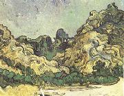 Vincent Van Gogh Mountains at Saint-Remy with Dark Cottage (nn04) china oil painting artist